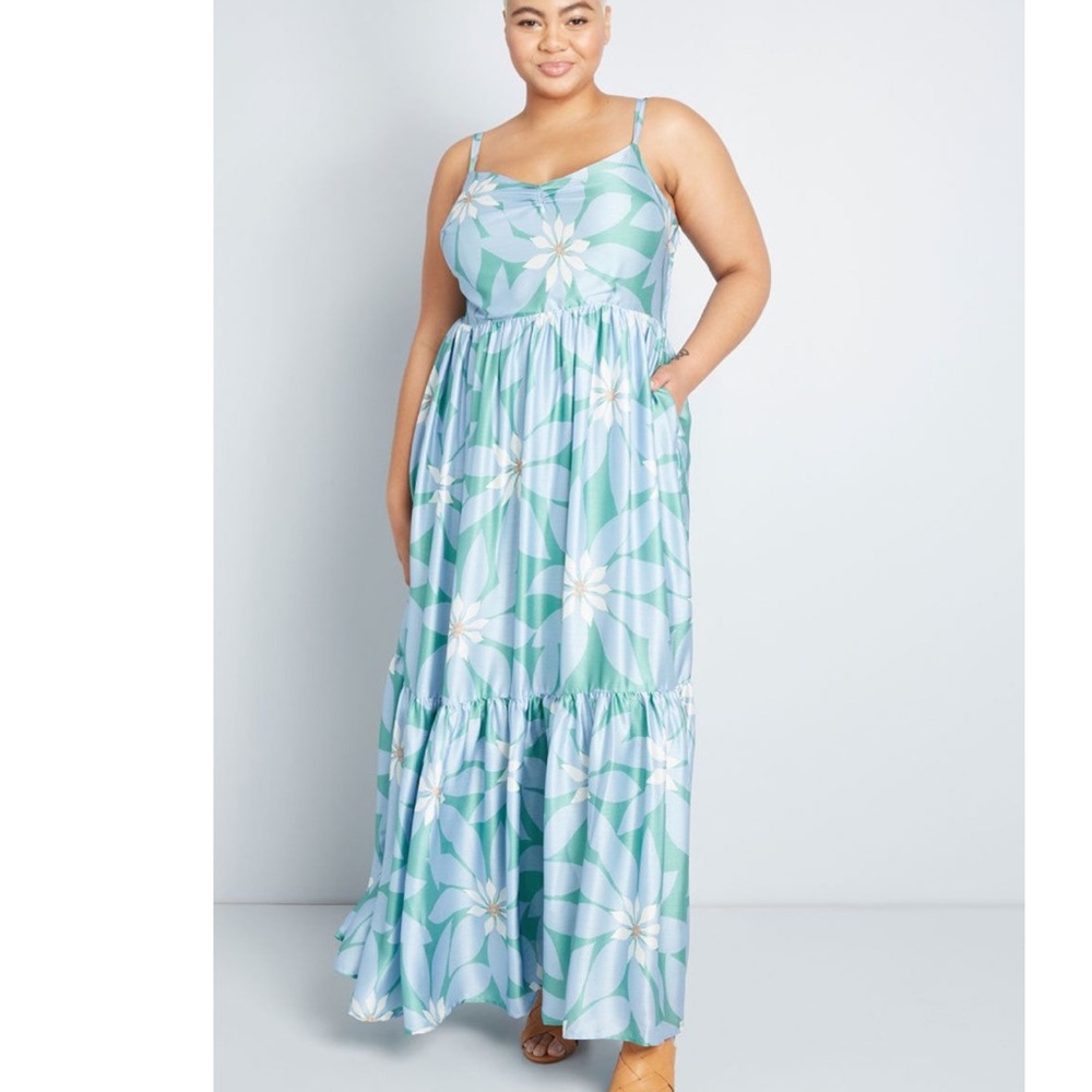 Modcloth Blue and White Floral Maxi Dress
